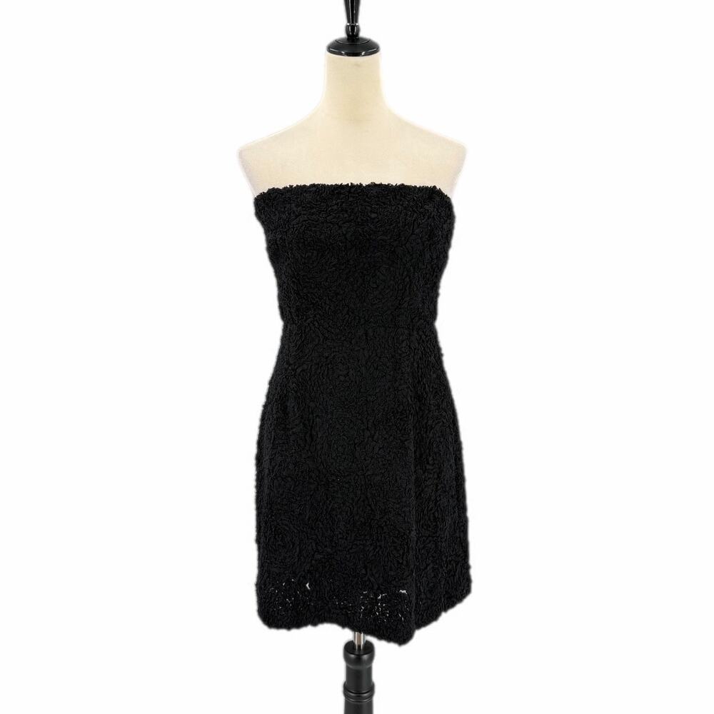 South NEW Black 3d Floral Textured Rosette Strapless Party Going Out Mini Dress